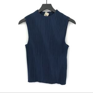 BALDWIN Gemma Crinkle Tank Top Navy Blue M (S)